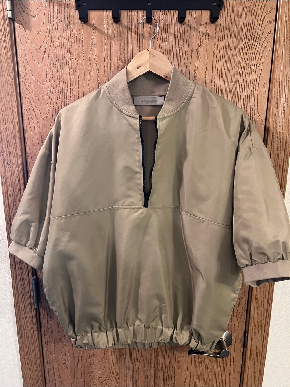 Fear of God ESSENTIALS Tan Nylon 3/4 Sleeve Half Zip Pullover